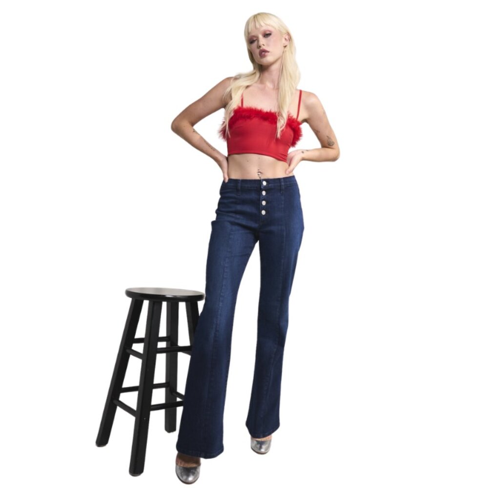 Sneak Peek Brand Mid Rise Flare Jeans Dark Wash Ultra Stretch | Sizes 27–32